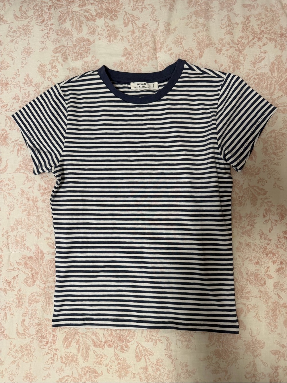 Cotton On Navy & White Striped Short Sleeve Tee
